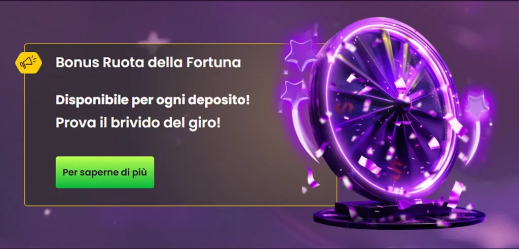 Bonus Ruota della Fortuna con ruota luminosa viola